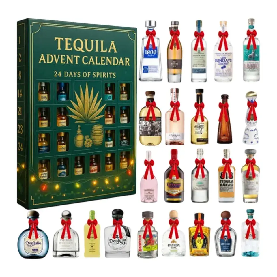 Tequila Bottle 2D Acrylic Advent Calendar Set | 24 Days Halloween & Xmas Countdown Blind Box | Collectible Pendant Charms Gift