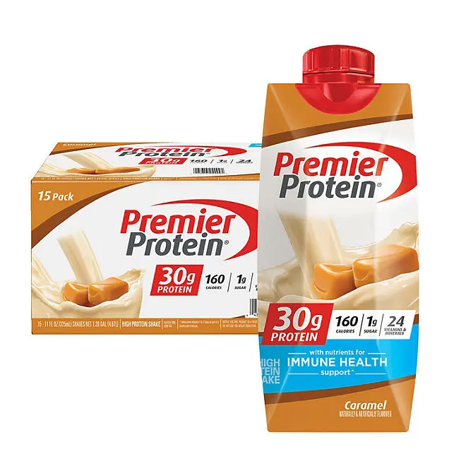 Premier Protein 30g High Protein Shake, Caramel 11 fl. oz., 15 pk. protein shakes Caramel Flavored Premier Protein 30g High Protein Shake, Caramel 11 fl. oz., 15 pk. protein shakes Caramel Flavored