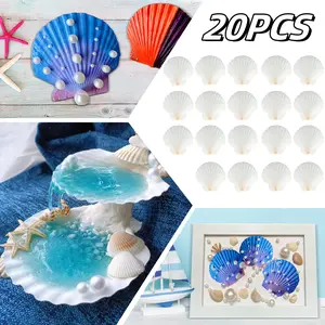 20 Pack Scallop Shells for Crafts White Sea Shells for Baking Shells, Crafts DIY Painting Beaching Wedding Decoration, Beach Natural Scallop Shells Bulk