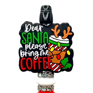 1pc Dear Santa Please Bring Me Coffee Silicone Focal Beads - Christmas Drink DIY Supplies Crafting Beaded Pens