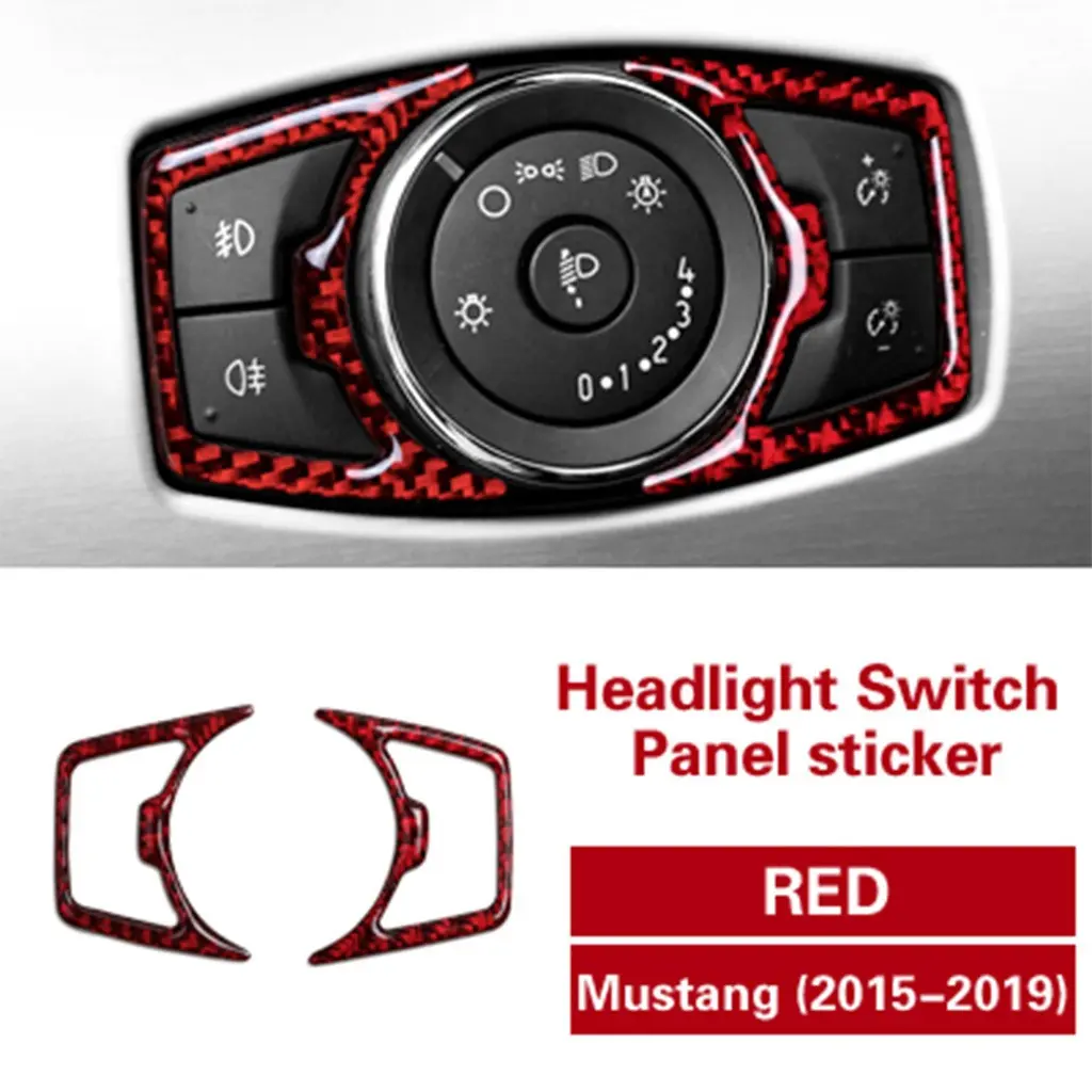 Ford Mustang Carbon Fiber Interior Stickers, Car Interior Decal, Car Accessories, 2-Piece Set, Durable Scratch-Resistant, Unique Design, Elegant Car Interior Decor, Car Decals, Car Decorations Interior
