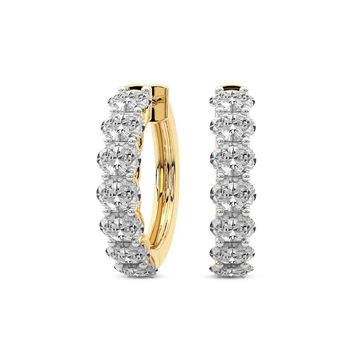 Lab Diamond Hoop Earrings 14Kt Yellow Gold 2Ct Jovana Oval Lab Diamond Hoop Earrings F-G Color, VS Diamond, IGI Certified - Friendly Diamonds
