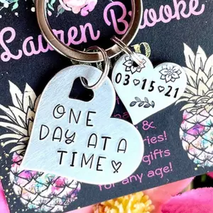 Sobriety Date Keychain- Sober - Sobriety Keychain - Sobriety Gift - Sober Af - Sobriety - Recovery - Recovery Gifts - We Do Recover - Just For Today - ODAAT - Recovery Keychain - Recovery for Women - Recovery Gift for her - Personalized Recovery Keychain