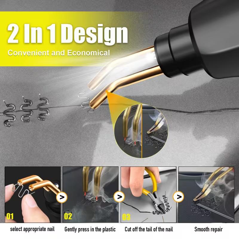 Plastic Welding Machine Repair Kit, Hot Stapler Plastic Repair Kit, Tool Set with 200 Welding Nails Suitable for Car Bumper Crack Repair Kit, Durable Thermoplastic Welding Gun Quick Heating PVC Plastic Repair Tool Plastic Welding Machine Repair Kit, Hot Stapler Plastic Repair Kit, Tool Set with 200 Welding Nails Suitable for Car Bumper Crack Repair Kit, Durable Thermoplastic Welding Gun Quick Heating PVC Plastic Repair Tool