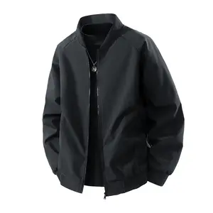 Men's Trendy Black Flight Jacket Cozy Fashion Baseball Collar Casual Street Style Everyday Wear Gift Lightweight Windproof Solid Color Sporty Design Coats Clothes