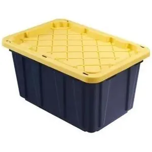 Tough Polypropylene Plastic 27 Gal. Storage Tote in Black