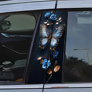 Butterfly & Flower Pattern Car Sticker, Waterproof & Anti-scratch Car Decal, Universal Car Exterior Decoration Accessories for Car, Laptop, Helmet, Motorcycle, Refrigerator, Multipurpose Car Decal, Vehicle Exterior Decoration, Side Decals