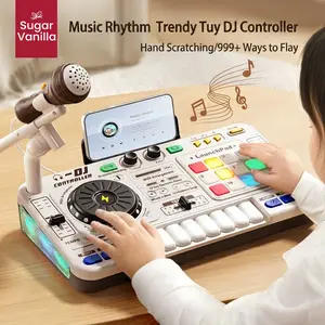 Kids DJ Mixer Toy with Microphone, Bluetooth Music DJ Controller for Toddlers, Multi-Function Electronic Music Mixer with Piano Keyboard & Launchpad, Educational Musical Toy, Perfect Birthday & Christmas Gift for Boys Girls 3+
