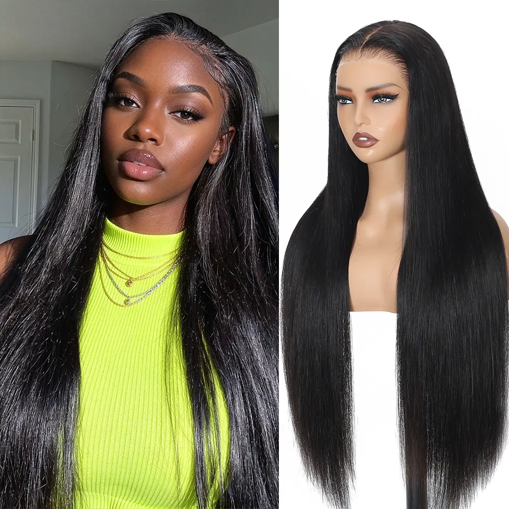 Ramiss Upgrade 13*6 Bone Straight HD Lace Frontal Wigs Wear And Go Glueless Wigs 100% Pre Cut  Pre Bleached Tiny Knots Beginner Friendly 220% High Density Human Hair Straight Human Hair Wigs For Black Wemen,sohochic