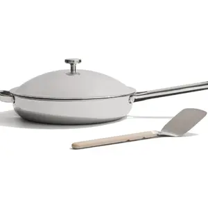 Our Place Large Titanium Always Pan Pro | 12.5" PFAS-Free Nonstick Frying Pan with Spatula | Chef-Grade Tri-Ply Stainless Steel & Aluminum Build | Induction & Oven-Safe up to 1000°F | Chrome