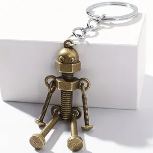 Vintage Bronze Steampunk Robot Keychain, Friction Metal Gear Design, Unique Screw Pendant, Ideal Thanksgiving Gift, Stylish Keychain, Backpack & Wallet Accessory, Keychain For Bags