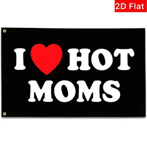 2D Flat Banner 1pc I Love Mom Flag Fun Decorative Banners for Indoor Outdoor & Dorm Wall Decoration Mother's Day Birthday Gift