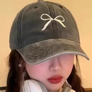 Women Wool Bowknot Embroidered Baseball Cap, Soft Warm Fashion Women Hat, Chic Casual Headwear Accessory, Elegant Stylish Peaked Cap for Outdoor Sports, Daily Street Wear & Summer Vibes Daily Outfit Matching