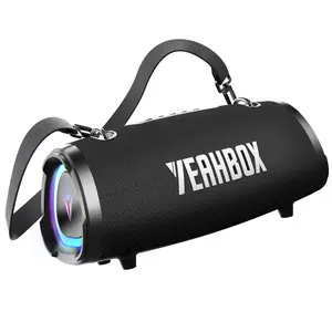 YEAHBOX Sonic Boom 100W（120w Peak） Portable Bluetooth Speaker - IP67 Waterproof Bass Booster with RGB Lights, 9000mAh Power Bank, Dual DSP, Shoulder Strap - Indoor/Outdoor for Camping, Party