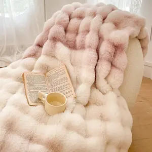 Double Layer, Artificial Rabbit Fur Material, Soft Comfortable Smooth, Thick Warm High Weight Fabric, Multi-Use for Sofa Napping Shawl Bedding, Soft Cozy Blanket, Fluffy Blanket, Soft Comfy Blanket