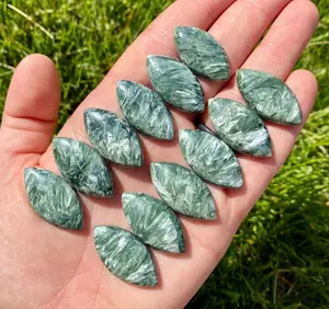 Seraphinite Cabochon - Polished Stone Marquise