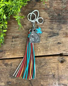 Cow Tag Initial Keychain