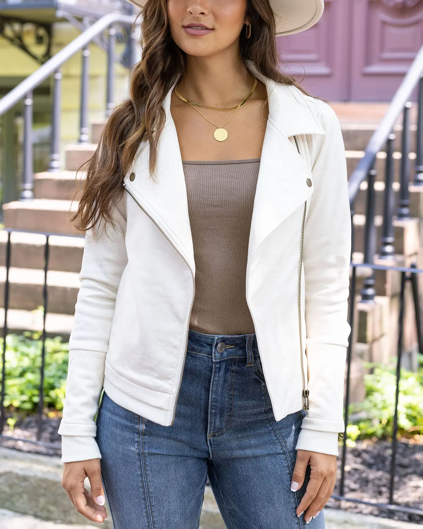 Move Free Leather Like Cream Moto Jacket - FINAL SALE