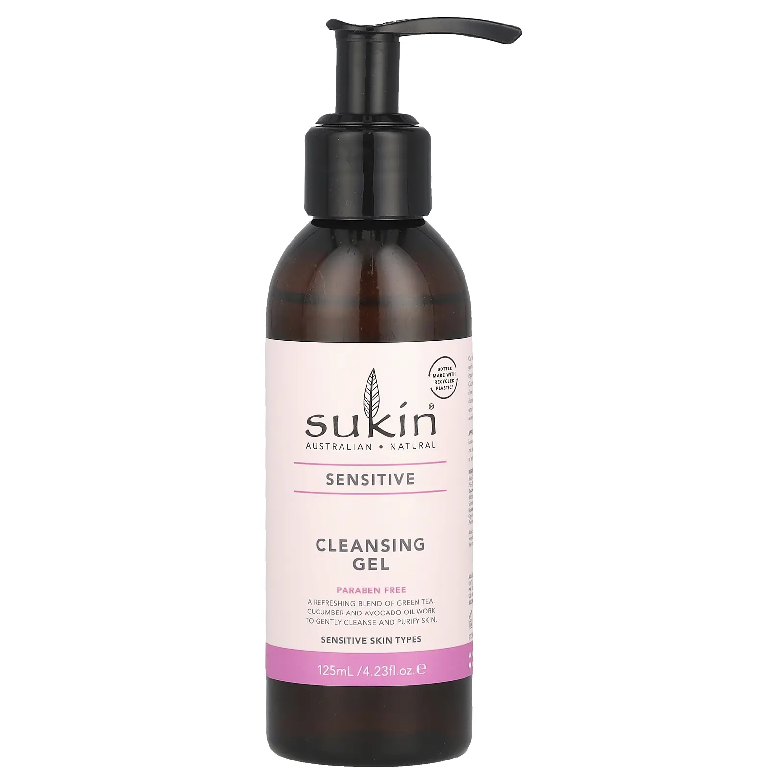 Sukin Cleansing Gel, Sensitive, 4.23 fl oz (125 ml)