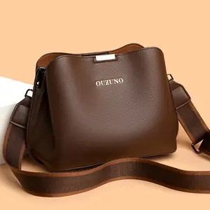 ELIPAPRO  2906 Large Capacity Messenger Bag Women's 2025 New Fashion Soft Leather Wide Shoulder Strap Shoulder Commuter Bag