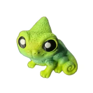 Chameleon Figurine Home Decor Collection - Green Chameleon with Curly Tail
