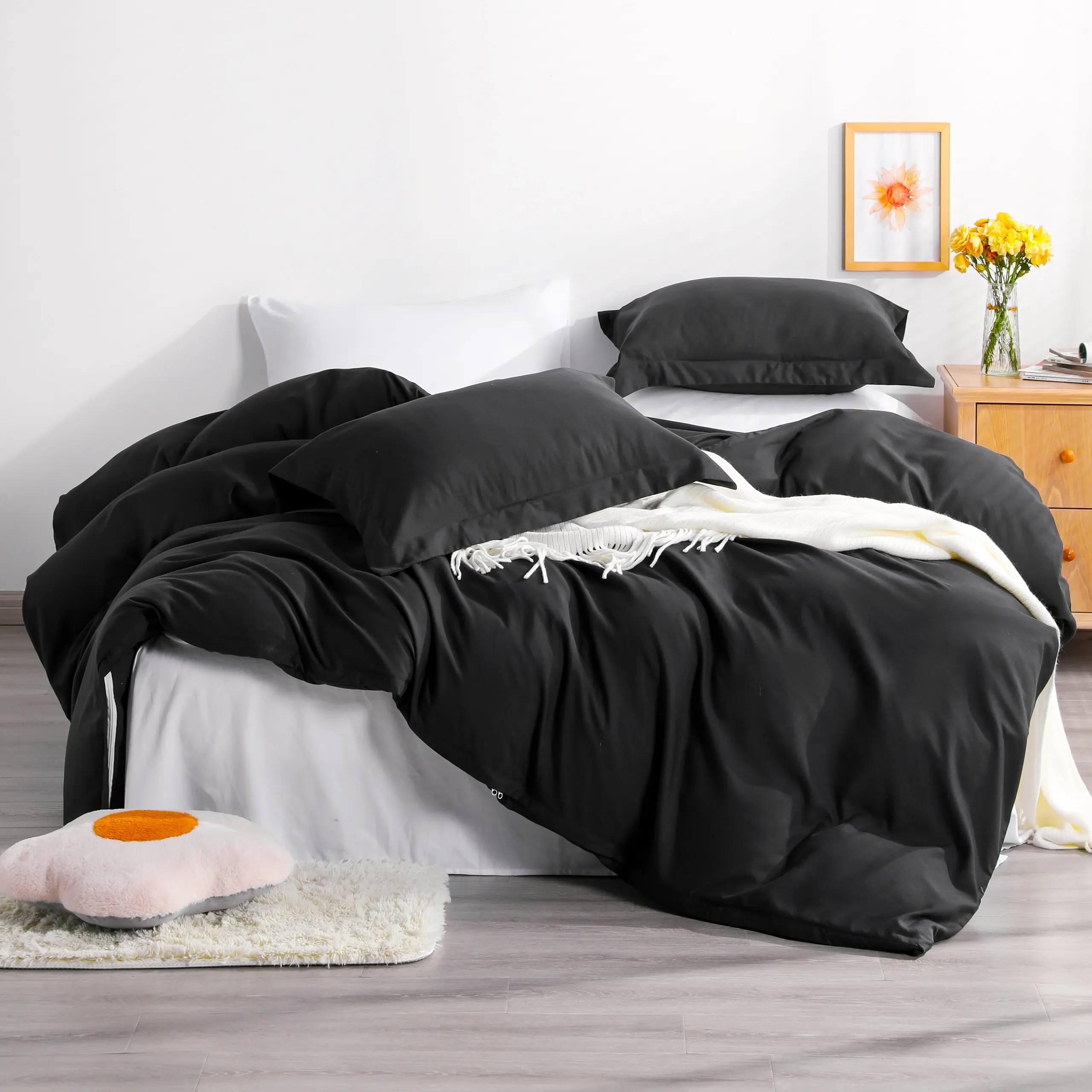 [ Summer Sale Deals ][Summer Vibes] NTBAY 3 Pieces Brushed Microfiber Duvet Cover with Pillowcases - Super Soft, Cozy, Breathable, Cooling, & Machine Washable - Wrinkle, Fade & Satin Resistant - Affordable Everyday Comfort - Zipper Comforter Cover with Ti