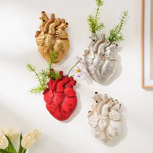 Creative Resin Flat Heart Hydroponic Hanging Vase, Modern Wall Decor, Home Decor Pots, Multi-Color Options, Suitable for Home Garden Patio Porch
