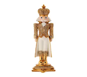 RC Home Decor-18" Opulent Gold Nutcracker with Faux-Diamond Ac