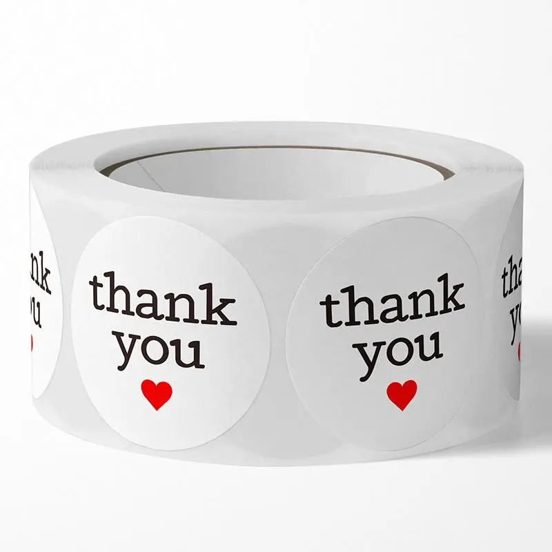 Thank You Sticker, 500pcs/roll Waterproof Self Adhesive Decor Sticker for Gift Greeting Card Water Bottle Laptop Phone Case Decorative Stickers Decoration Sticker Stickers Included