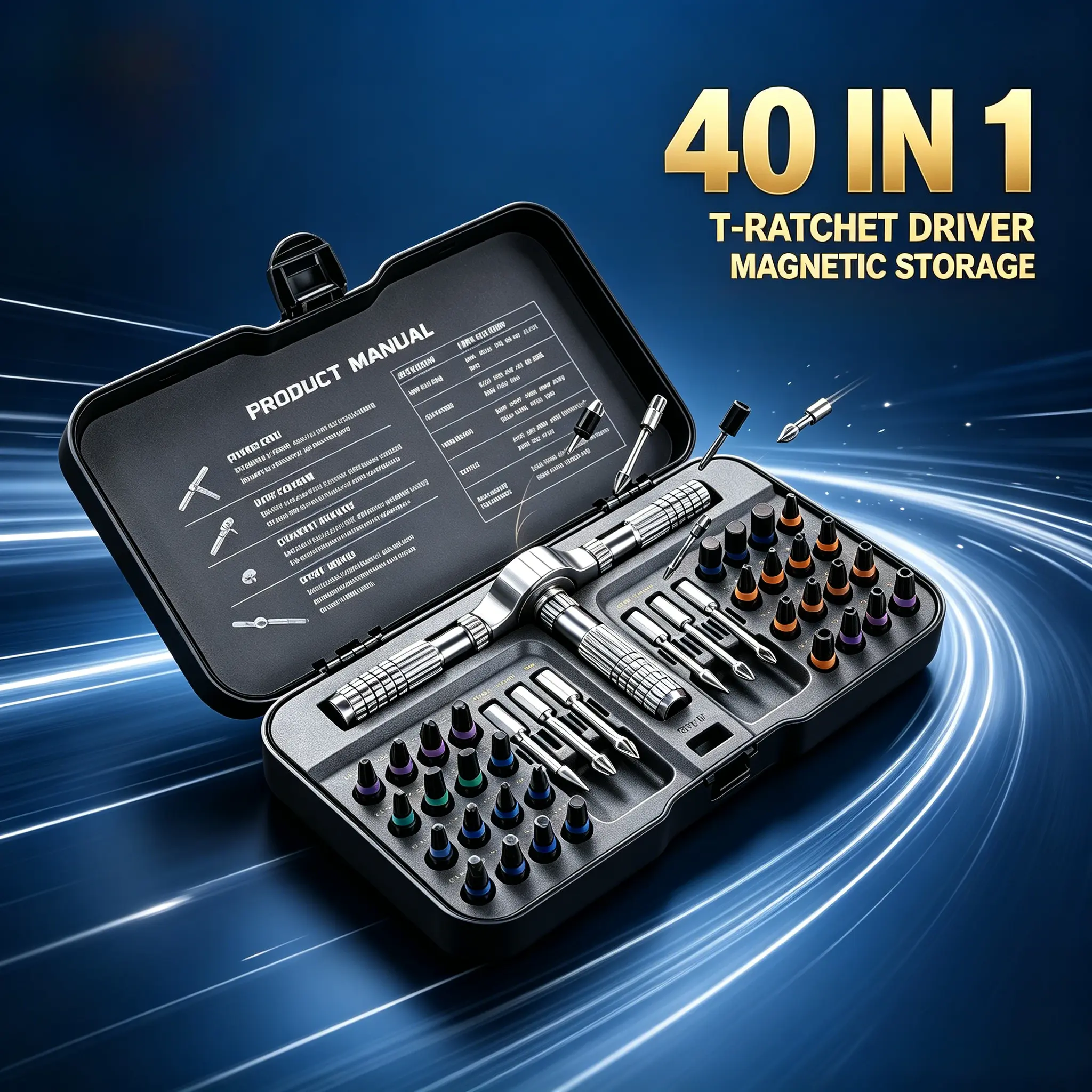【DealsForYouDays】BoltWay 40 in 1 Magnetic Ratchet Screwdriver Set with 38 Alloy Steel Bits,T-Handle,Smooth Ratcheting,Strong Magnetic Grip,Rust-Resistant,Portable Compact Tool Kit for Furniture,Bicycle,Home Appliance Repair,Ideal,HandymanDIY Lovers
