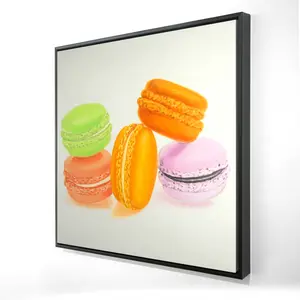 360 Stand 24x24 in. Small Bites Macaroons Framed Food Art Print - Kitchen Decoration, Room Photo Artwork, Home Wall Decor Supplies, Artistic, Modern Home Decoration