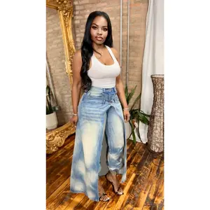 High Rise Vintage Wash Skirt Jeans