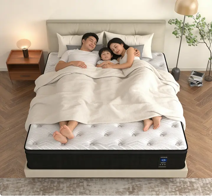 MRH Hybrid Mattress Queen Size - 10/12/14-in Modern Independent Spring Memory Foam Mattress, Medium Hardness, Supportive Back Support for Home Bedroom
