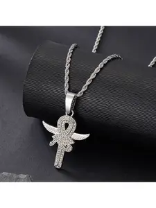 Horus Eye Cross Hip-hop Pendant, Versatile Retro Full Diamond Alloy Cross Necklace