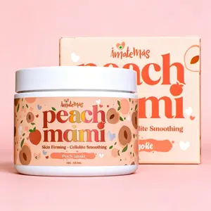 Body Cream - AMATEMAS Peach Mami, Vegan Floral Blend, Caffeine & Hyaluronic Acid, Deep Moisturizing for All Skin Types, Smooth Glow