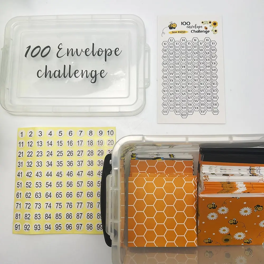 New 100 Envelope Challenge Box Set, Money Saving Challenge Kit, 100 Envelopes for Savings Goals, Financial Planning Tool, Savings Challenge Planner, Savings Tracker Organizer