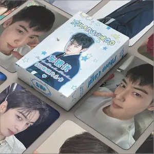 50PCS Cha EunWoo Holographic Photocards Set - Korean Idol Double-Sided Lomo Cards Perfect Gift for Fans