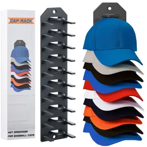 PVC Plastic Wall-Mount Baseball Cap Organizer Racks - 10-Layer Hanging Shelves Hat Holder Hanger, Waterproof, Holds Up to 10 Hats, Suitable for Door, Bedroom Home Decor
