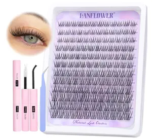 Natural Lash Clusters Kit Wispy Lash Extension Kit Waterproof Lash Clusters C Curl Cluster Eyelash Extensions Kit 144pcs Individual Lashes 10-16mm Eyelash Extension Kit by Lanflower