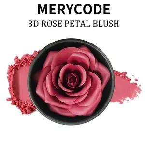 MERYCODE 3D Rose Petal Blush Long Lasting Peach Glow Natural Floral Scent Silky Smooth Powder Romantic Rose Design Luxury Cosmetic Gift Lightweight Flower Makeup