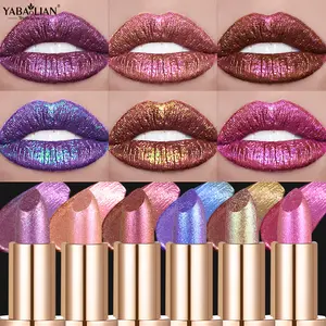 Yabaolian Chameleon Shimmer Lipstick, High Pigment Metallic Color, Long-Lasting Gradient Shade, Perfect for All-Day Wear & Music Festivals