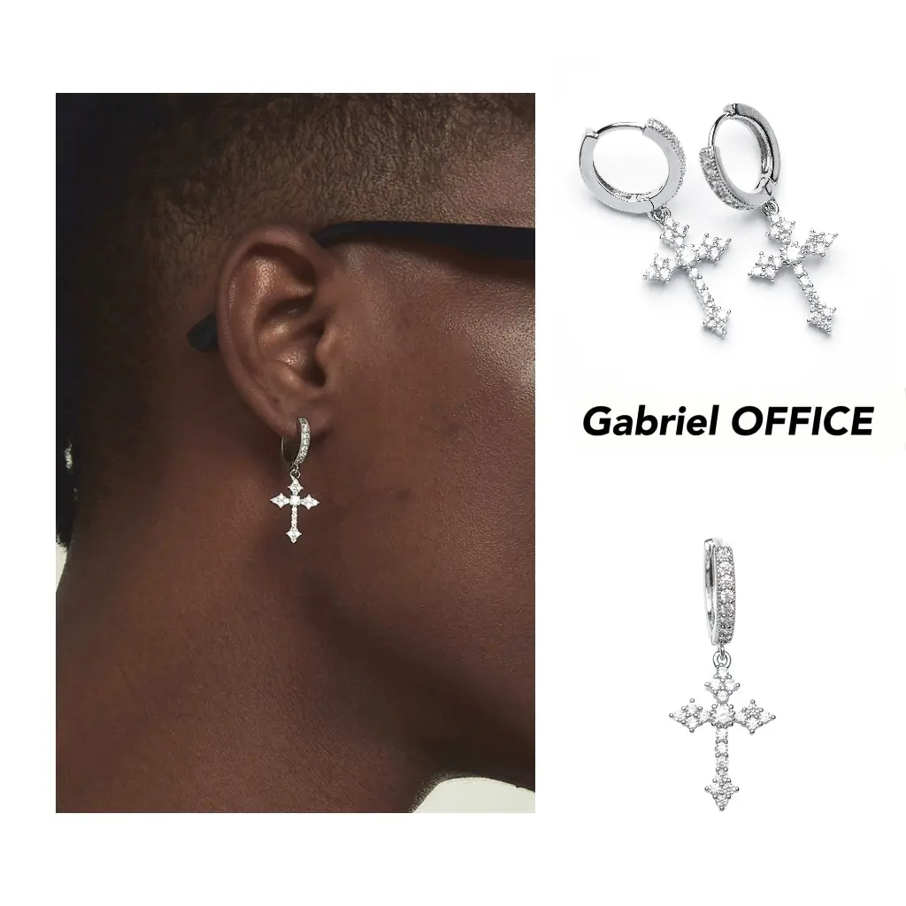 Dangle Cross Stud Earrings for Men and Women, High Quality 5A+ Pave CZ Religious Jewelry, Unisex Father's Day Gift, Drop Earrings