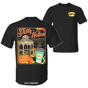 Stars Hollow Connecticut 1779 Gilmore Girls T-Shirt, Luke’s Diner Tee, Trendy Halloween Spooky Season 2 Sided Graphic Design Unisex Cotton T-shirt for Men for Women Menswear Womenswear Top