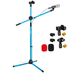 5 Core Mic Stand Floor Height Adjustable Tripod Microphone Stands w Extending Telescoping Boom Arm