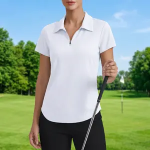 Women's Short Sleeve 1/4 Zip Collared Golf Polo Shirt - UPF 50+, Quick Dry, Breathable, Moisture Wicking, Lightweight, Comfortable High Performance Fitness Sport Outfits for Golf, Tennis