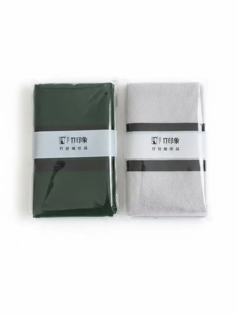 Natural Bamboo Fiber Striped Bath Towel, Ultra Soft Fluffy Absorbent Hand Towel, Breathable Odor Resistant Skin-Friendly Shower Towel, Neutral Dark Green & Light Gray Multi-Color Home Towels for Bathroom Daily Use