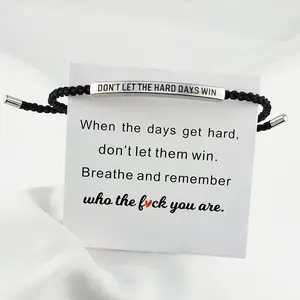 Don't Let the Hard Days Win Inspirational Bracelet – Stainless Steel & 18K Gold-Plated Braided Design with Engraved Message – Adjustable up to 10"