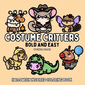 Costume Critters: Halloween Inspired Bold and Easy Coloring Book for Adults or Kids (Bold and Easy Coloring Books)
