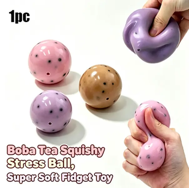 Mochi Style Bubble Tea Soft Squeeze Ball – Boba Milk Tea Fidget Toy, Ultra Soft Slow Rising Sensory Stress Relief Toy, Brown Sugar/Strawberry/Taro Theme, Gift for Kids & Adults