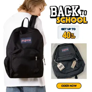 JanSport SuperBreak Plus Backpack - Durable Lightweight Bookbag with 1 Main Compartment & Front Utility Pocket - Black - Perfect for Back to School - Unisex Design